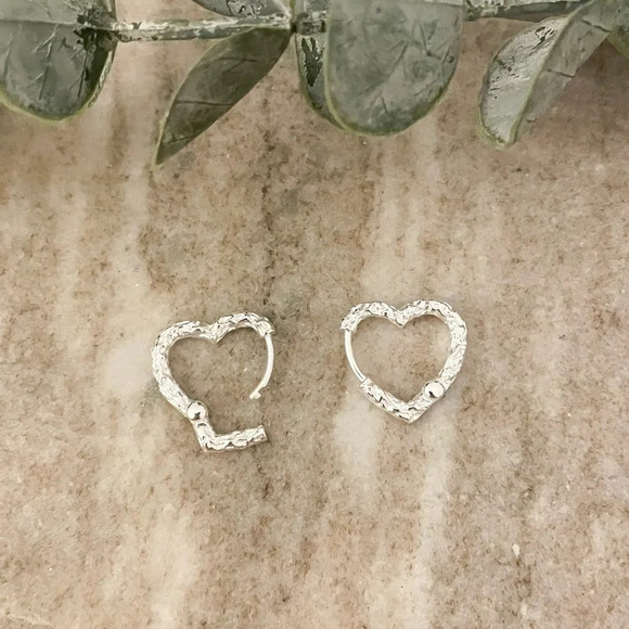 925 Sterling Silver Dainty Heart Huggie Earrings Small Hoop Earrings - Picture 5 of 11